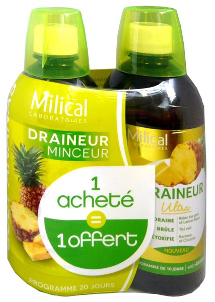MILICAL DRAINEUR MINCEUR 2X500 ML - Compléments alimentaires MILICAL DRAINEUR MINCEUR 2X500 ML - Compléments alimentaires