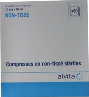 COMPRESSES DE GAZE STERILES NON TISSEES 10 CM x 10 CM BOITE DE 50