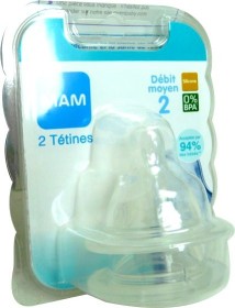 MAM TETINES SILICONE DEBIT 2 MOYEN LOT DE 2