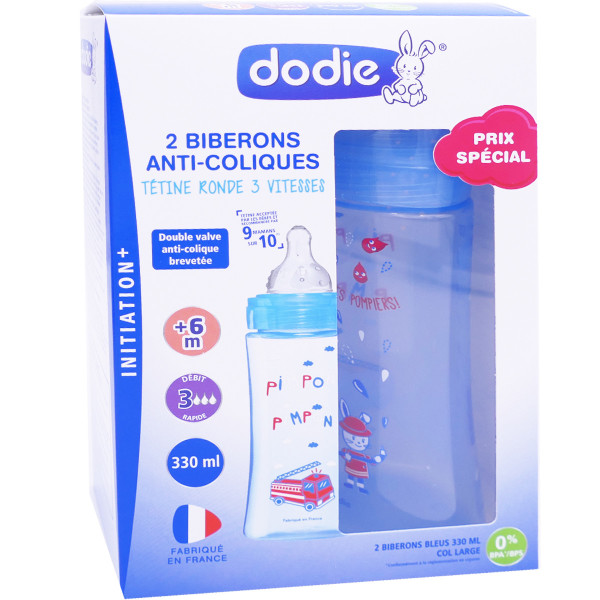 Biberons Anti-Coliques Dodie Lot De 2 - 330ml Débit 3 Pour Bébés +6 Mois
