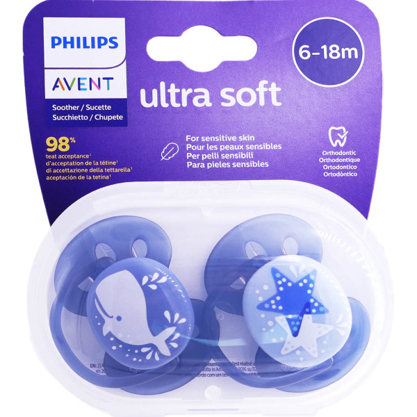 AVENT SUCETTE ULTRA SOFT 6-18 MOIS LOT DE 2