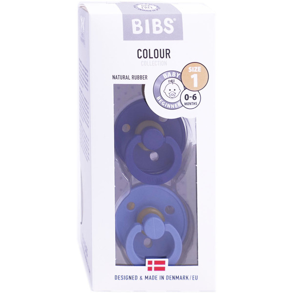 Lot de 2 sucettes-tétines BIBS Colour, taille 1 de 0 à 6 mois