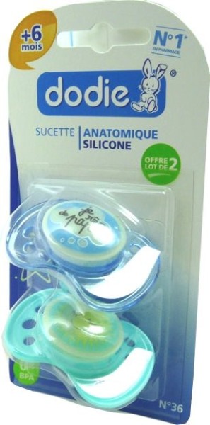 Dodie Sucette Anatomique Silicone 0 à 6 Mois Phosphorescente Lot de 2 pas  cher