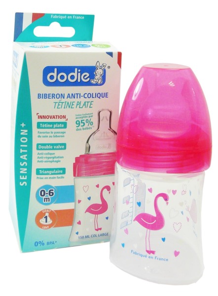 Dodie - Sensation+ Biberon Anti Colique 0-6 mois Tétine Plate 150ml