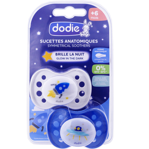 DODIE SUCETTES ANATOMIQUES NUIT 6M+ CALIN EN FAMILLE LOT DE 2