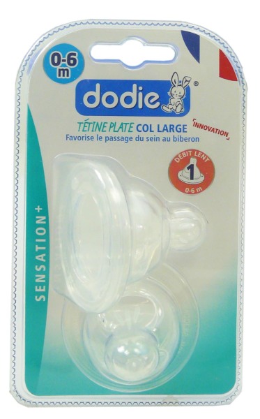 DODIE TETINE PLATE COL LARGE 0-6 MOIS DEBIT 1 LOT DE 2