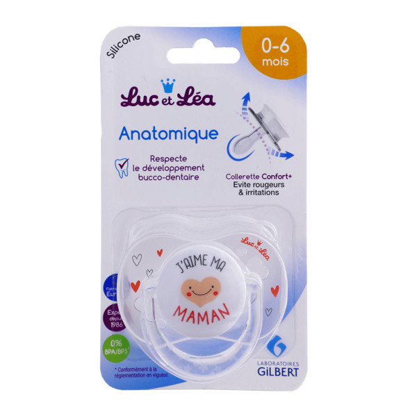 Luc et Léa sucettes silicone 0-6 mois - sucette anatomique