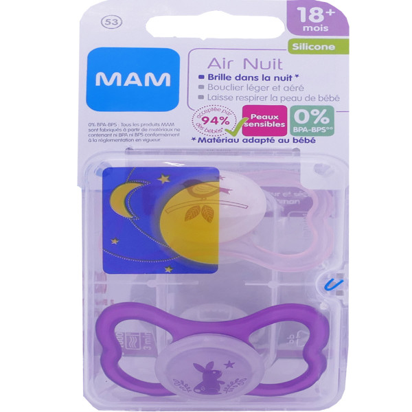 MAM AIR NUIT TETINES SILICONE 18 + MOIS ROSES