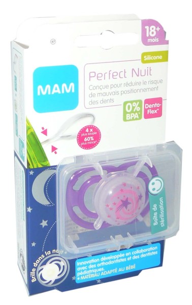 MAM SUCETTE SILICONE PERFECT NUIT 18MOIS+ - FILLE