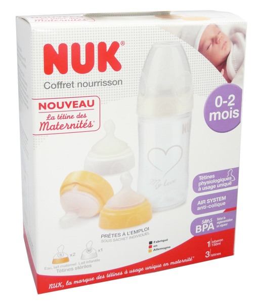 Nuk Coffret Nourrisson 0 2 Mois 1 Biberon 3 Tetines