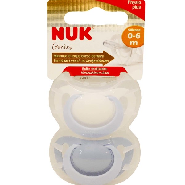 NUK GENIUS SUCETTES SILICONE 0-6 MOIS LOT DE 2