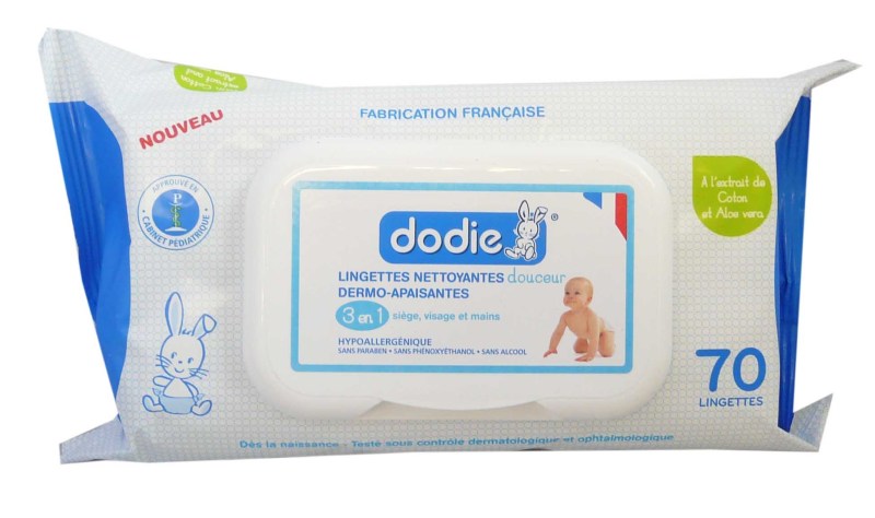 Dodie Lingettes Nettoyantes Dermo-Apaisantes 3 en 1 70 Lingettes