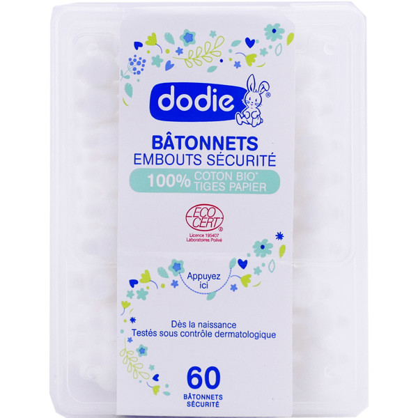 Dodie batônnets coton-tige avec embout sécurisé - Toilette de bébé