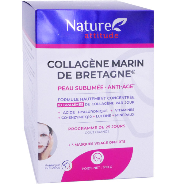 NATURE ATTITUDE COLLAGÈNE MARIN BEAUTE 300G +3 MASQUES OFFERTS NATURE ATTITUDE COLLAGÈNE MARIN BEAUTE 300G +3 MASQUES OFFERTS