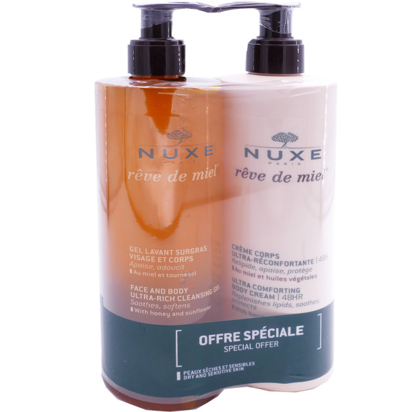 NUXE REVE DE MIEL GEL DOUCHE 400 ML + CRÈME CORPS 400 ML