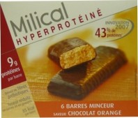 MILICAL HYPERPROTEINE 6 BARRES MINCEUR CHOCOLAT ORANGE