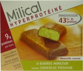 MILICAL HYPERPROTEINE 6 BARRES MINCEUR CHOCOLAT PISTACHE