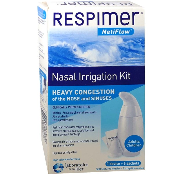 Respimer Netiflow Kit d'Irrigation Nasale dès 4 ans 1 Dispositif + 6  Sachets pas cher