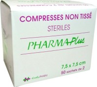 COMPRESSES DE GAZE STERILES NON TISSE 7,5 CM x 7,5 CM BOITE DE 50