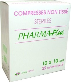 COMPRESSES DE GAZE STERILES NON TISSEES 10 CM x 10 CM BOITE DE 25