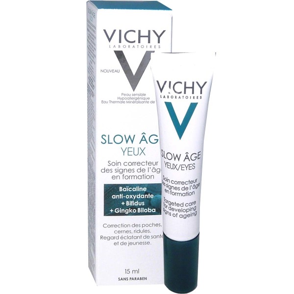 Виши крем вокруг глаз. Vichy крем Slow age yeux Eyes. Vichy Slow age для контура глаз. Виши косметика 45+ для глаз. Виши слоу эйдж 1,5 мл.